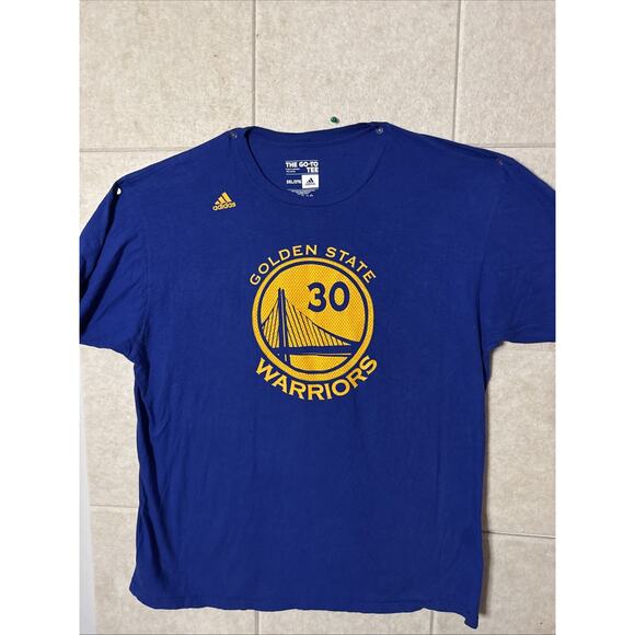 Adidas Go To Tee Golden State Warriors Size 2XL Steph Curry Blue T-shirt NWOT - Picture 1 of 6